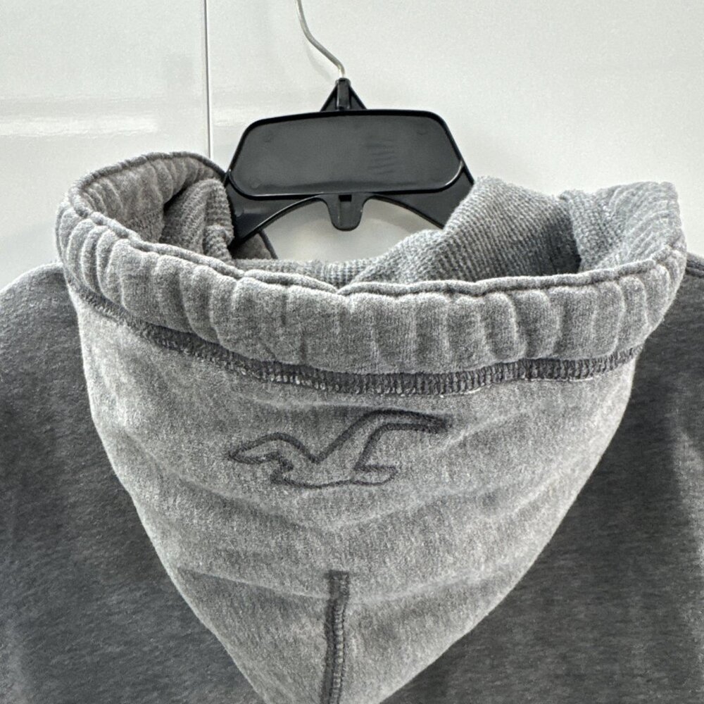 Hollister Sweater Y2K Large Gray Full Zip Hoodie Casual Comfort Youth Teens - Picture 7 of 11